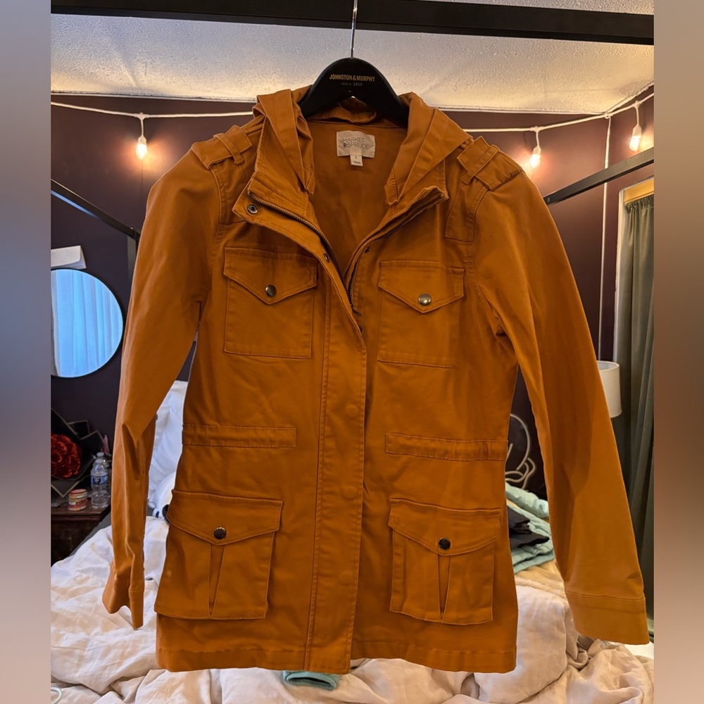 Mustard Yellow Ochre Utility Hooded Anorak Jacket 0070